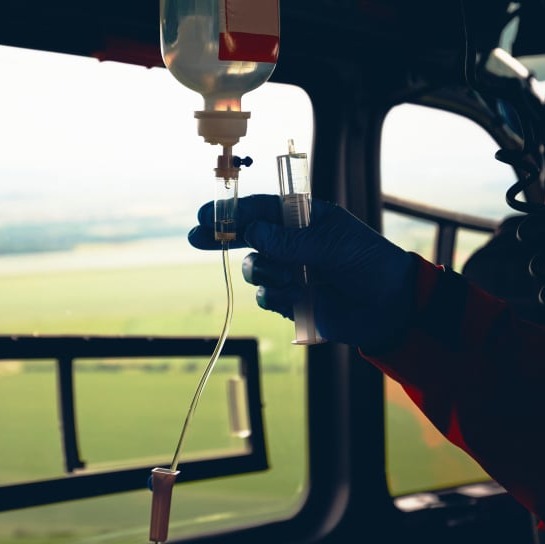 Set medic in a helicopter.